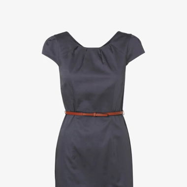 Robe business bleue avec ceinture à boucle