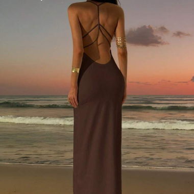 Robe élégante marron