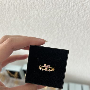 Gold Ring mit Zirkon Kristalle - 18k vergoldet 