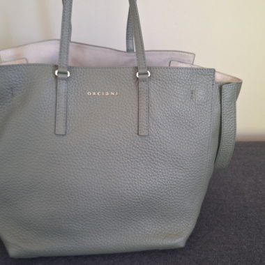 Orciani leather shopper in sage