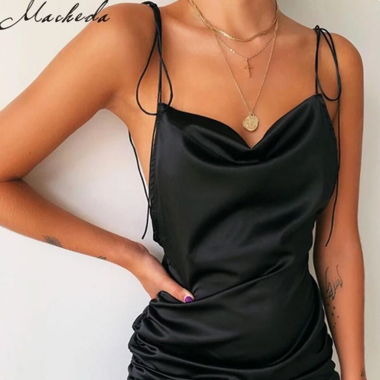 Schwarzes Spaghetti-Träger-Kleid
