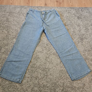 Light Linen-Blend Pants with Denim Look