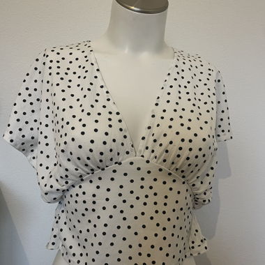White polka dot short sleeve blouse