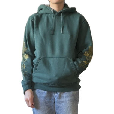 Green hoodie with floral print