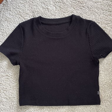 Black Ribbed T-Shirt