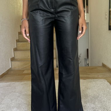 Black High-Waist Leather-Look Pants