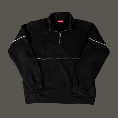 Supreme Logo Piping Half Zip Sweatshirt Black