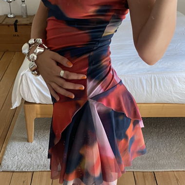 never worn colorful mesh-mini-dress 