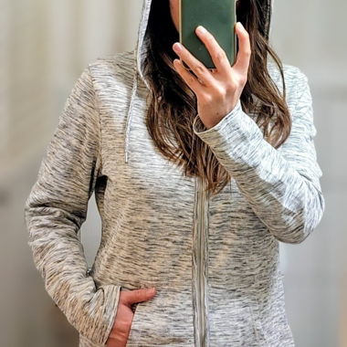 Light Grey Melange Hoodie Zip-Up