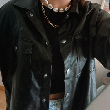 leather imitation overshirt jacket
