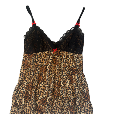Top camisole in pizzo leopardato