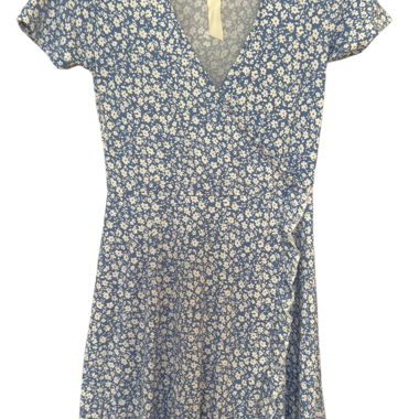 Blaue Wickelkleid mit Blumen XS