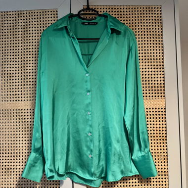 Camicia in raso Zara verde