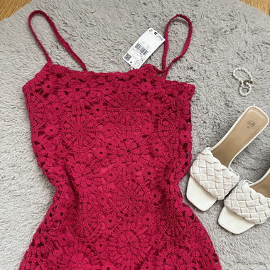 Robe en maille mango rose