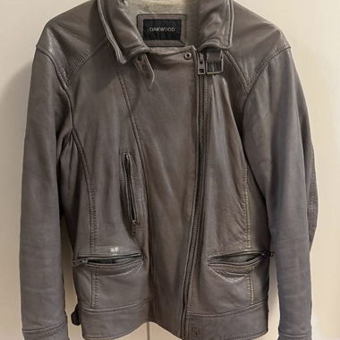 Giacca in pelle Oakwood grigia
