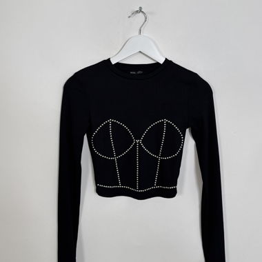 Black Bershka Crop Top