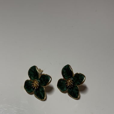Blumen Ohrringe (Grün & Glitzer)