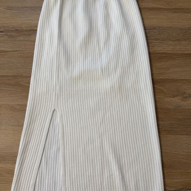 Cream pleated midi skirt