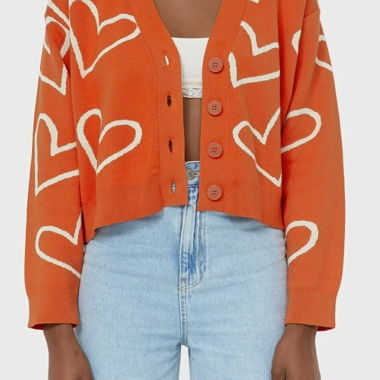 Cardigan Cuore Arancione
