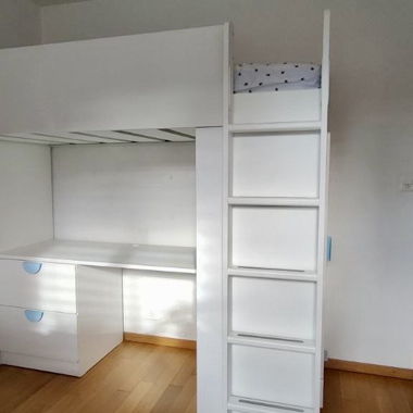 IKEA SMÅSTAD mid-height bed with desk, white