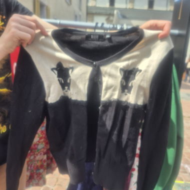 Cardigan noir et beige L