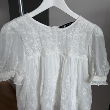 ZARA white embroidered blouse, size S
