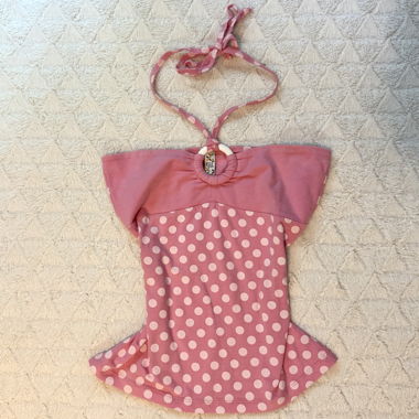 Top vintage rosa a pois XS