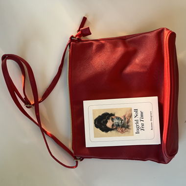 Borsa a tracolla rossa e beige