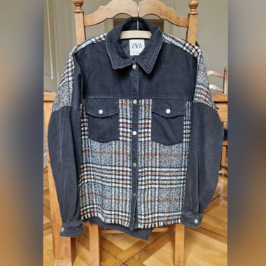 Jeans jacket with flannel details