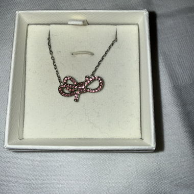 Collier Swarovski nœud Argent/Rose