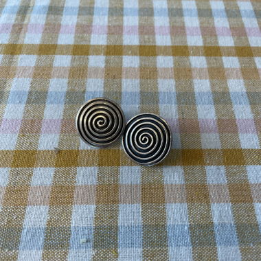 925 - Vintage Silver-Colored Spiral Stud Earrings