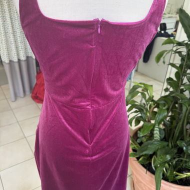 Robe velours rose fuchsia