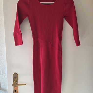 Mango red ribbed bandage dress