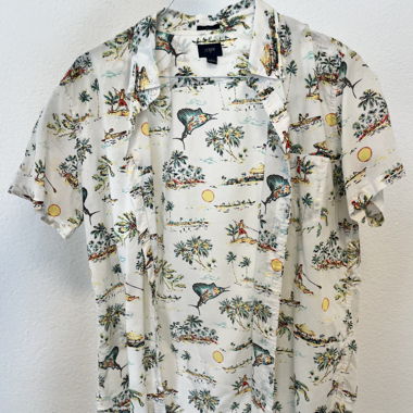 Chemise hawaïenne vintage blanche