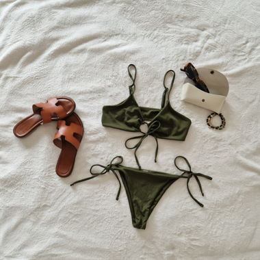 Set bikini, verde, kaki, regolabile