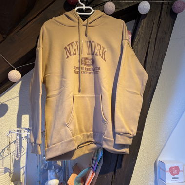 Felpa con cappuccio beige NEW YORK