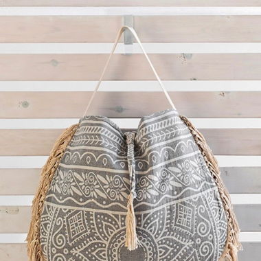 Strandtasche Elliniko Beachbag Fringe in Grau