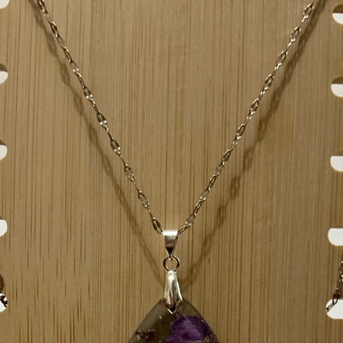 Collier pendentif fleur séchée