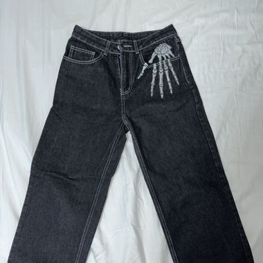 Aelfric Eden skull embroidery jeans 