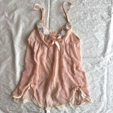 “Cally” bow detailing lace trim mesh cami top