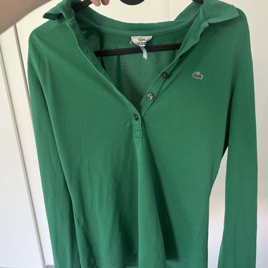 Polo Lacoste maniche lunghe verde