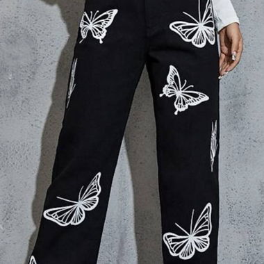 Schwarze Jeans Schmetterlinge