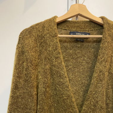 Long cardigan moustard green ZARA
