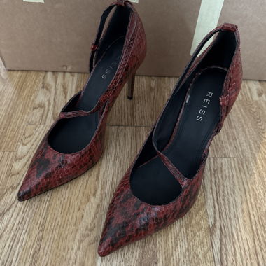 REISS GENIVEVE SNAKESKIN HEELS 