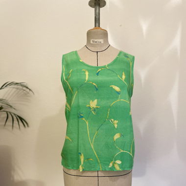 Bluse mit Blumen grün und gelb