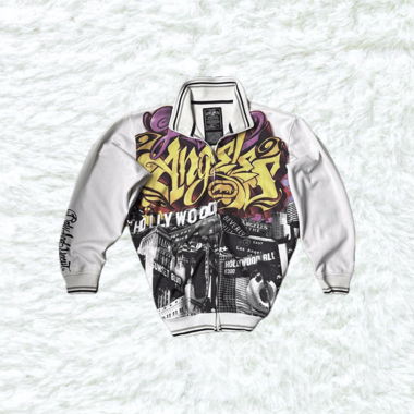Los Angeles white jacket graffiti y2k skater style