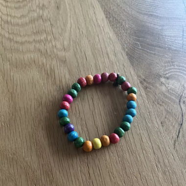 Buntes Holzperlen Armband Stretch Modeschmuck 