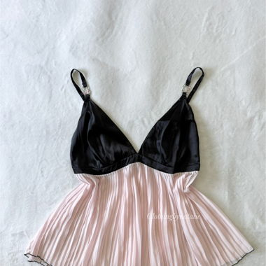 Black Pink Chiffon Babydoll (M)