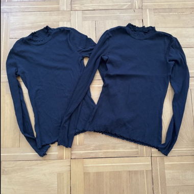 2x Even&Odd Ribbed Long-Sleeve T-Shirt, Black, Size S