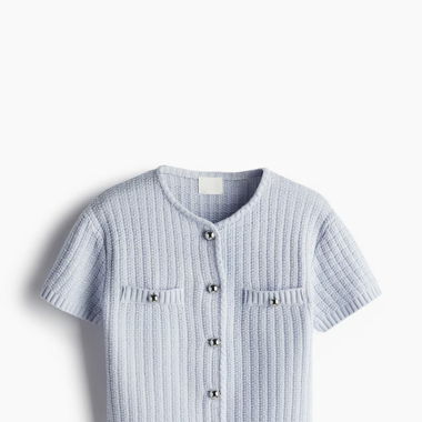 Gilet bleu clair texturé